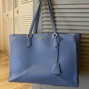 Tory Burch Bluewood Robinson Saffiano Leather Tote
